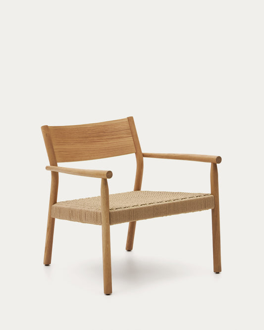 Fauteuil Yalia en bois de chêne FSC 100% finition naturelle et siège en corde de papier