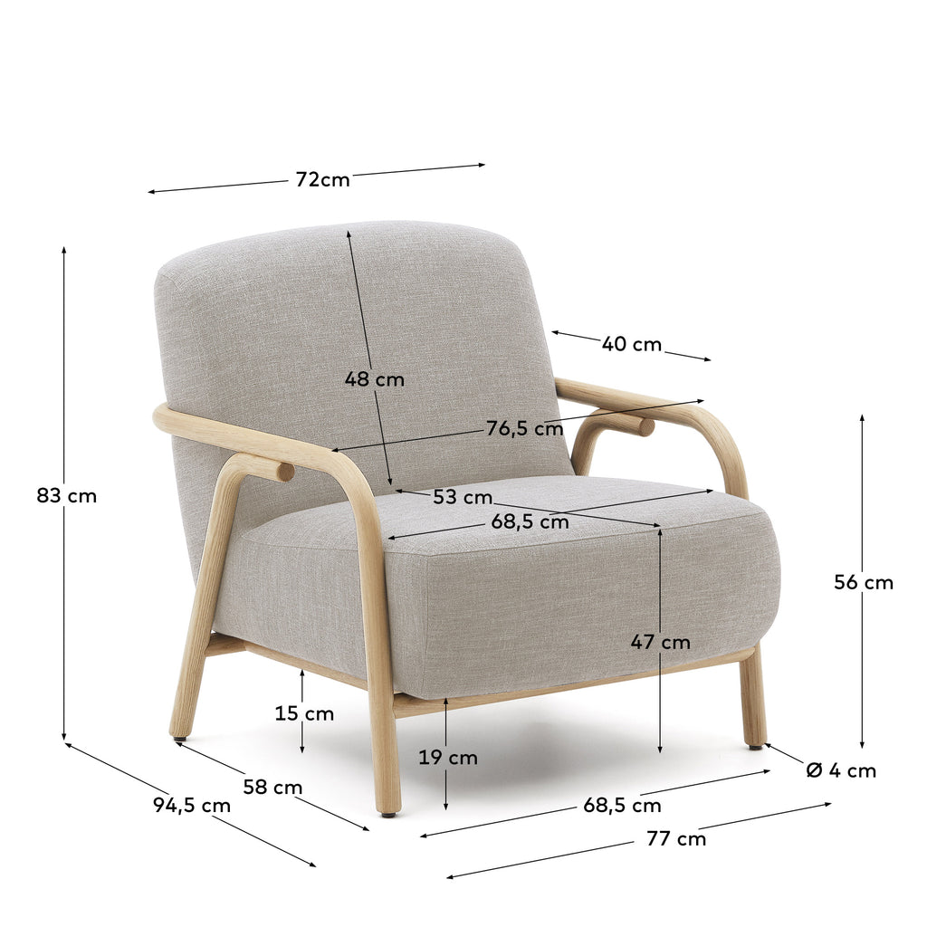 Fauteuil Sylo beige en bois de frêne FSC 100 %