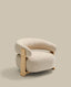 Fauteuil Granite version ignifugée en chenille beige et bois de frêne avec finition ton naturel FSC 100 %