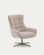 Fauteuil pivotant Teryl en tissu chenille beige et métal gris FSC 100%