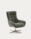 Fauteuil pivotant Teryl en tissu chenille vert et métal gris FSC 100%