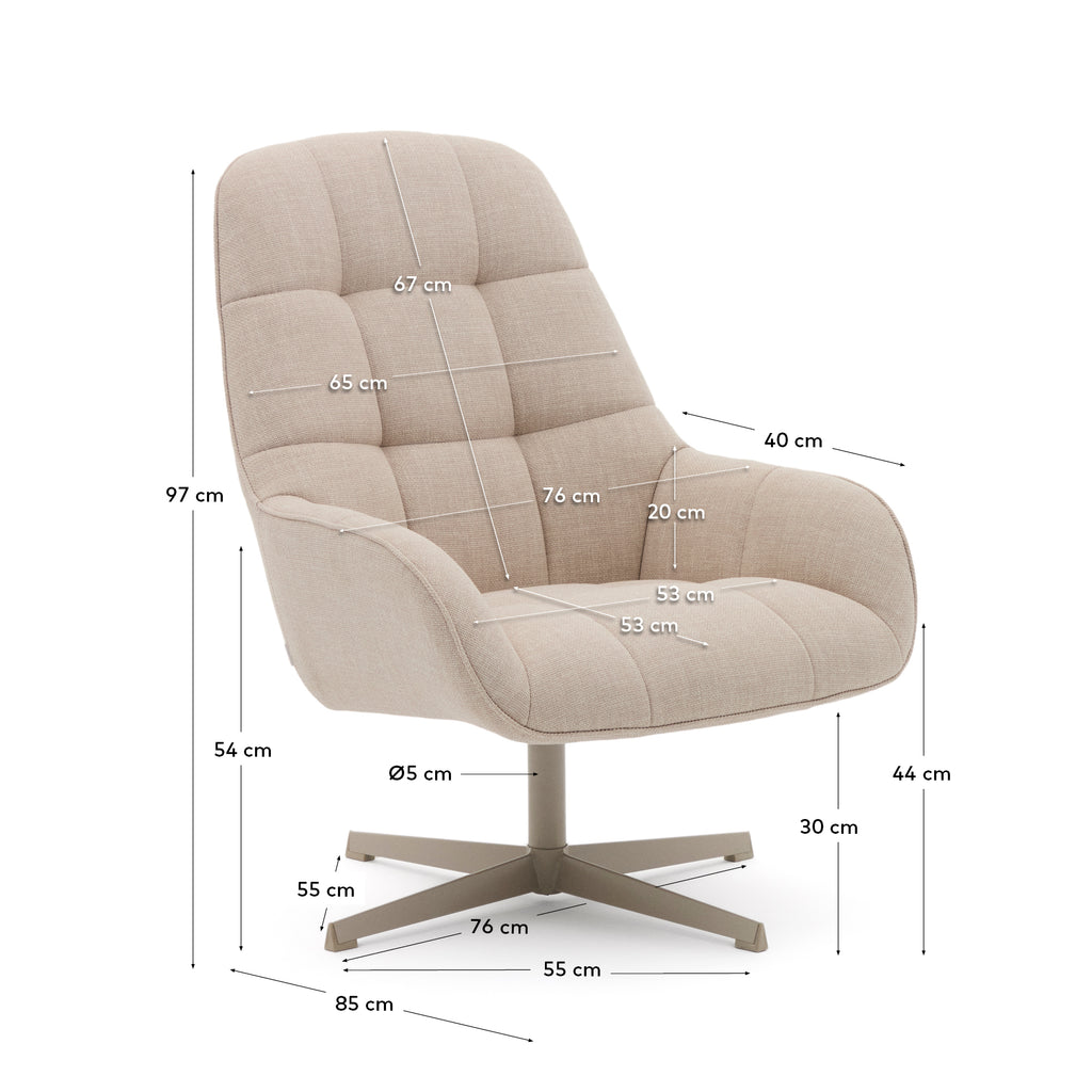 Fauteuil pivotant Jaspe beige et métal gris FSC 100%
