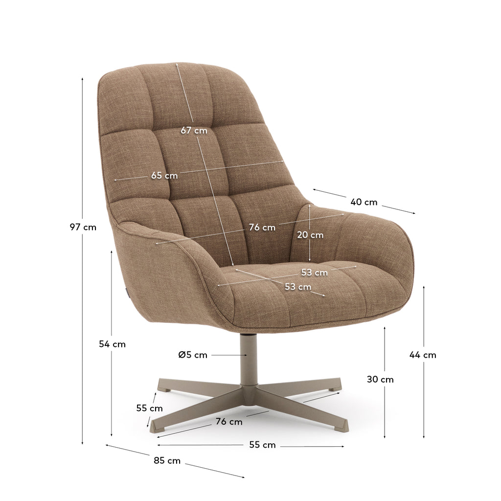 Fauteuil pivotant Jaspe marron clair et métal gris FSC 100%
