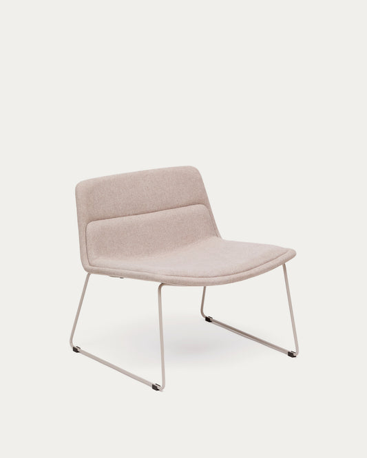 Fauteuil Zahara beige et acier finition beige FSC 100 %