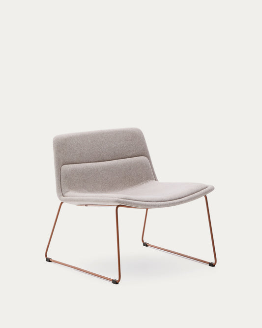 Fauteuil Zahara beige et pieds en acier avec finition terracota FSC 100 %