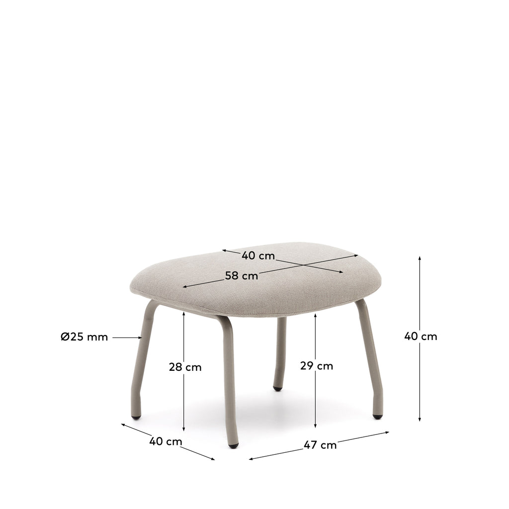 Repose-pied  Belina  en chenille beige avec repose-pied en acier avec finition beige FSC 100%