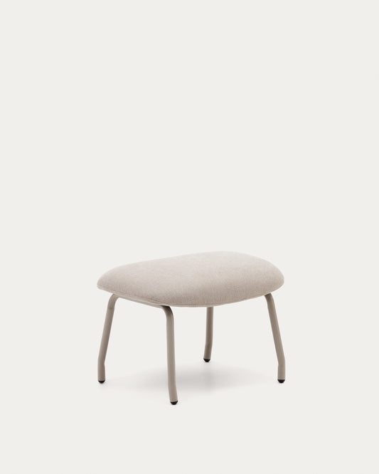 Repose-pieds Belina en chenille beige et acier avec finition beige FSC 100%