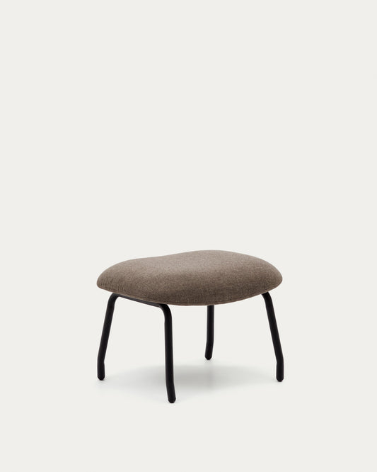 Repose-pied Belina en chenille marron clair et acier avec finition noire FSC 100%