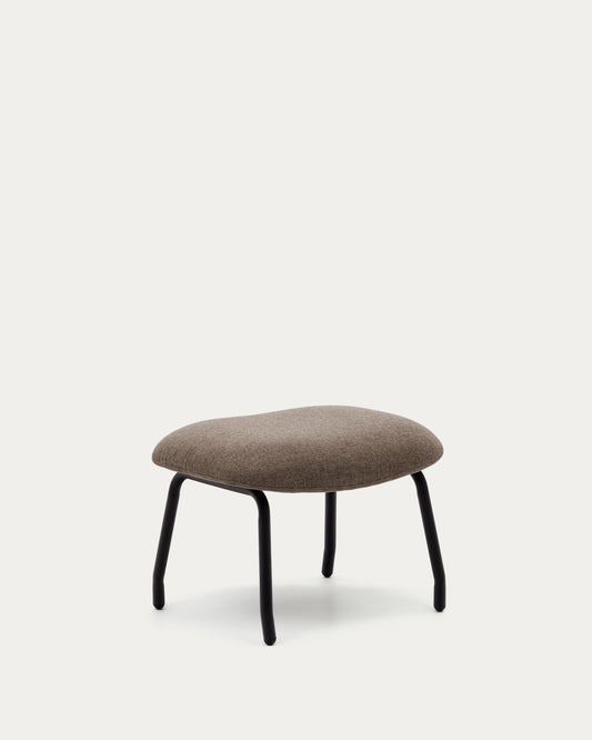 Repose-pied Belina en chenille marron clair et acier avec finition noire FSC 100%