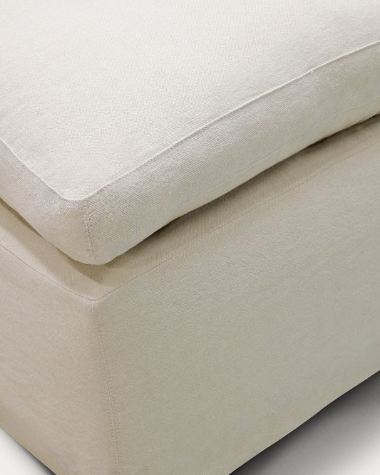 Housse de repose-pieds Zenira en coton et lin beige 90 x 90 cm