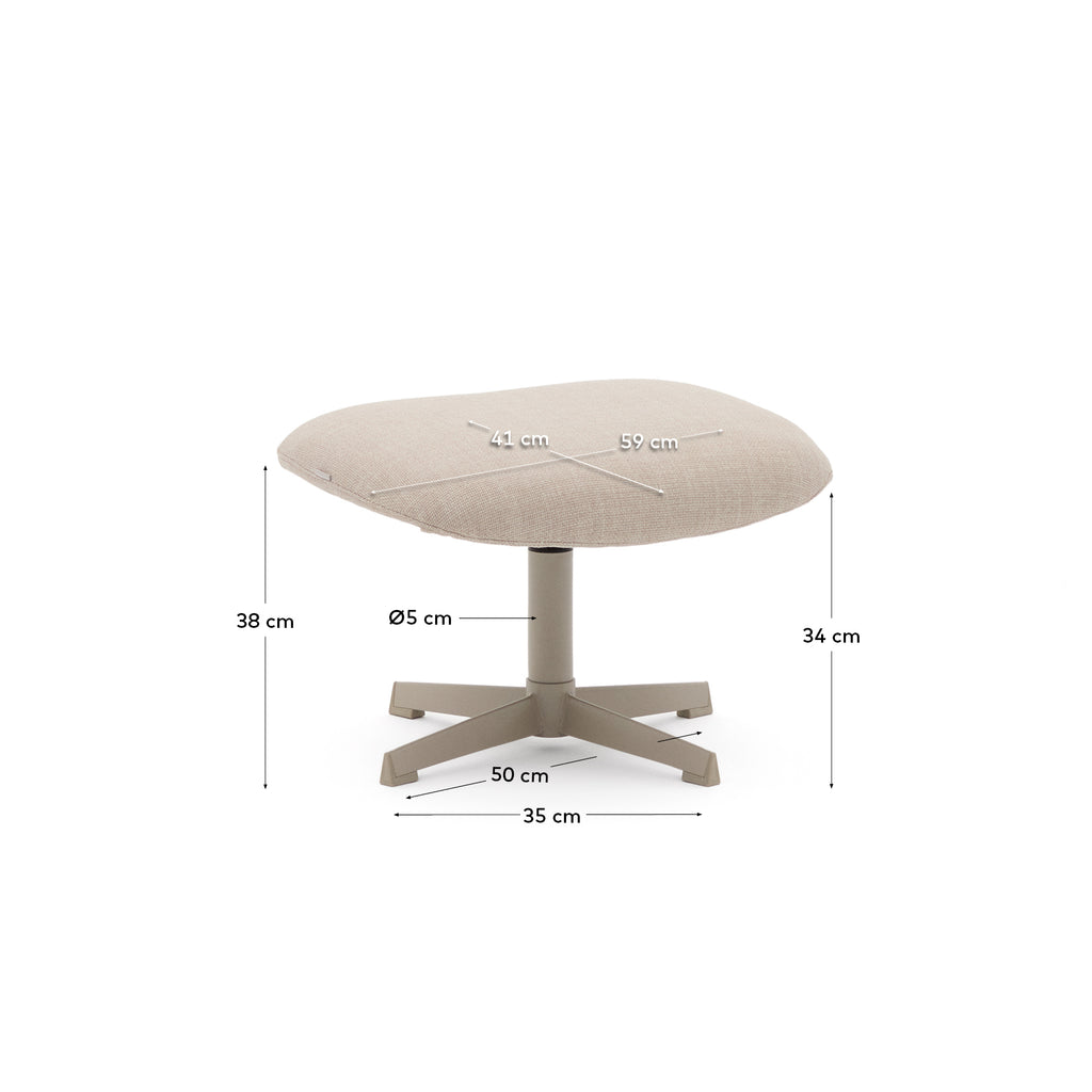 Repose-pieds Teryl en tissu chenille beige et métal gris FSC 100%