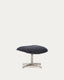 Teryl swivel footrest in blue chenille and metal with a grey finish FSC™ 100%.