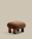 Repose-pieds Nema tissu bouclette taupe pieds en bois frêne finition noyer 65x55,4cm FSC 100%