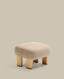 Repose-pieds Nema tissu chenille beige pieds bois frêne finition naturelle 65x55,4cm FSC 100%