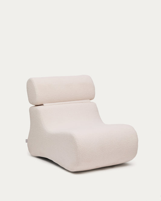 Fauteuil Club en tissu bouclette écru