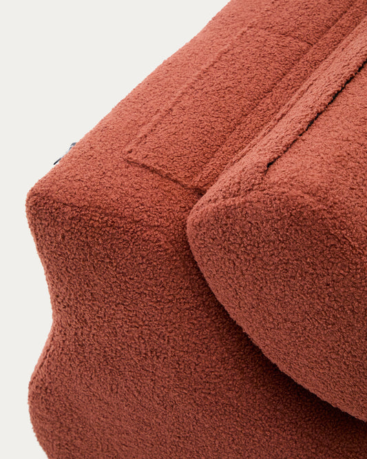 Fauteuil Club en tissu bouclette terracotta