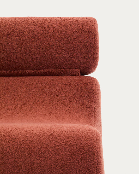 Fauteuil Club en tissu bouclette terracotta