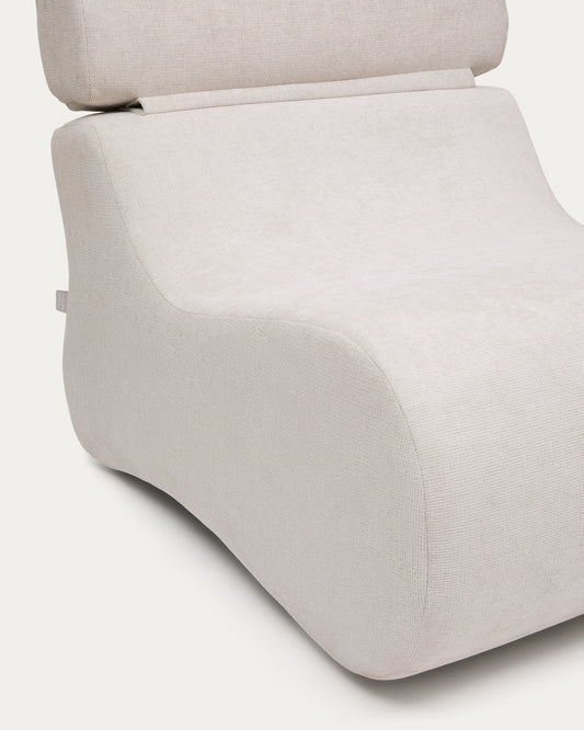 Fauteuil Club en tissu chenille de couleur perle