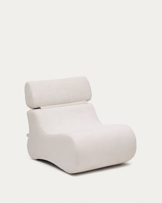 Fauteuil Club en tissu chenille de couleur perle