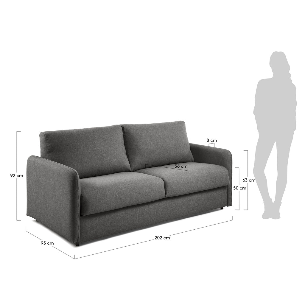 Canapé convertible Kymoon 2 places polyuréthane en tissu chrono noir 160 cm