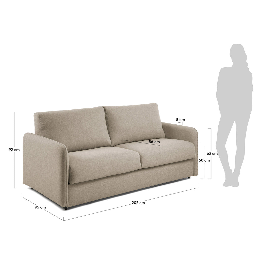 Canapé convertible Kymoon 2 places polyuréthane en tissu chrono beige 160 cm