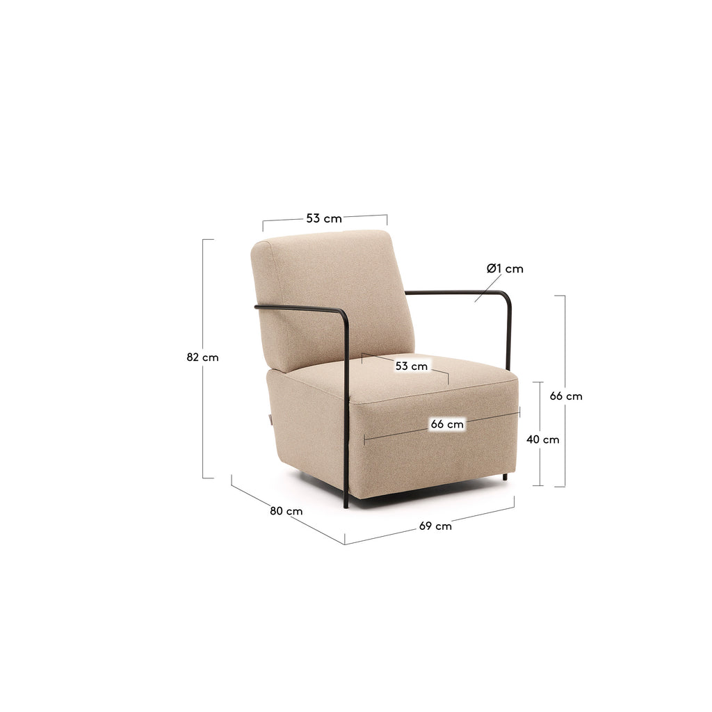 Fauteuil Gamer beige et métal avec finition noir mat