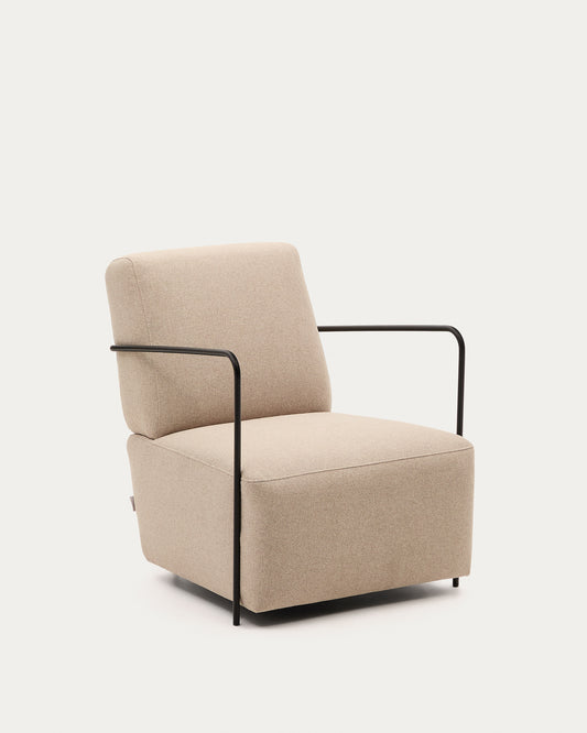 Fauteuil Gamer beige et métal avec finition noir mat