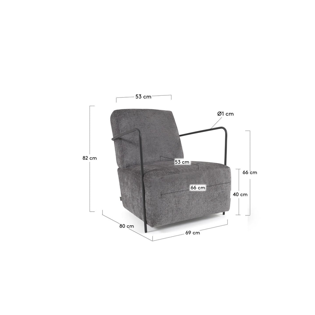 Fauteuil Gamer en chenille gris et métal peint noir