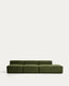 Canapé Blok 3 places avec pouf terminal droit en velours côtelé épais vert 325 cm – FSC Mix Credit