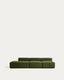Canapé Blok 3 places avec pouf terminal gauche en velours côtelé épais vert 325 cm – FSC Mix Credit