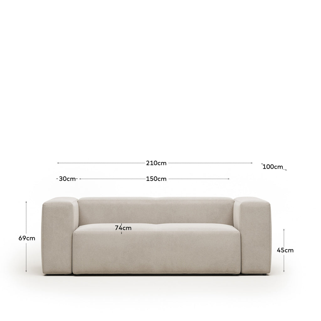 Canapé Blok 2 places en chenille beige 210 cm – Certifié FSC Mix Credit