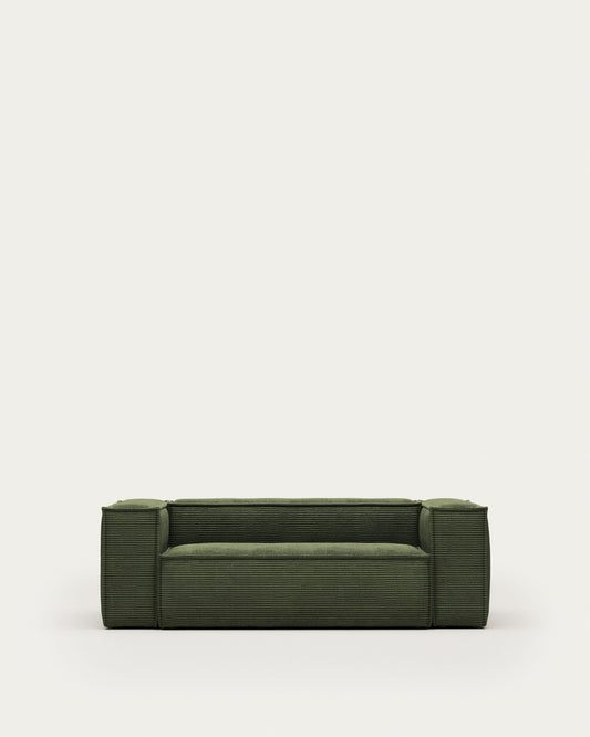 Canapé Blok 2 places en velours côtelé épais vert 210 cm – Certifié FSC Mix Credit