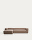 Canapé Blok 4 places avec méridienne gauche en chenille marron 330 cm – FSC Mix Credit