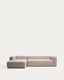 Canapé Blok 4 places avec méridienne gauche en chenille beige 330 cm – FSC Mix Credit