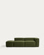 Blok 3-seater sofa with right armrest and end pouffe in thick green corduroy 270cm FSC Mix Credit