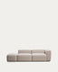 Blok 3-seater sofa with right armrest and end pouffe in beige chenille 270cm FSC Mix Credit
