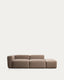 Blok 3-seater sofa with left armrest and end pouffe in brown chenille 270cm FSC Mix Credit