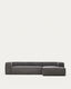 Canapé Blok 4 places en velours côtelé épais avec méridienne gauche gris 330 cm – Certifié FSC Mix Credit
