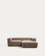 Canapé Blok 2 places en chenille avec méridienne droite marron 240 cm – FSC Mix Credit