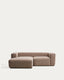 Canapé Blok 2 places en chenille avec méridienne gauche marron 240 cm – FSC Mix Credit