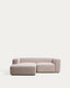 Canapé Blok 2 places en chenille avec méridienne gauche beige 240 cm – FSC Mix Credit