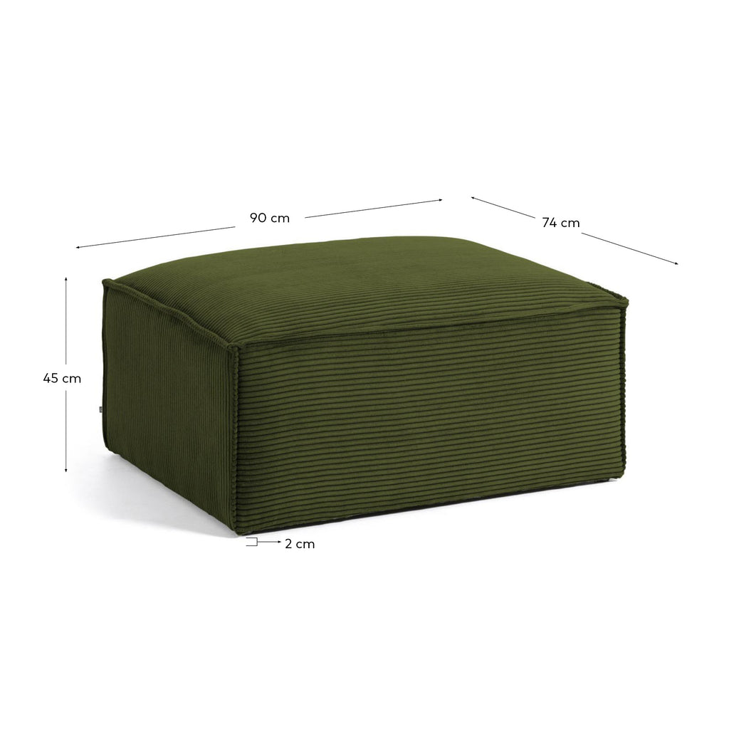 Repose-pieds Blok en velours côtelé épais vert 90 x 74 cm – Certifié FSC Mix Credit