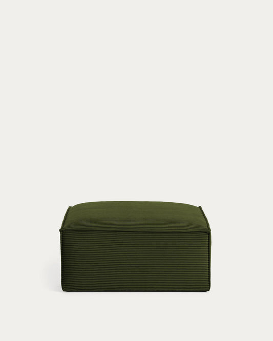 Repose-pieds Blok en velours côtelé épais vert 90 x 74 cm – Certifié FSC Mix Credit