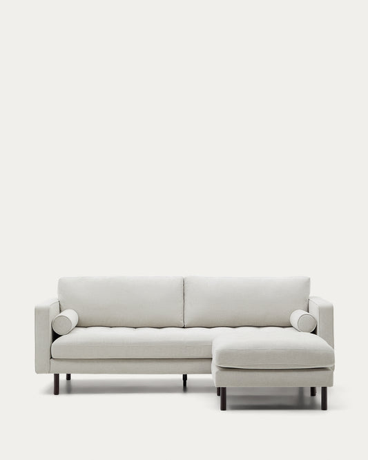 Canapé Debra 3 places et repose-pied en chenille perle pieds finition wengué 222 cm FSC Mix Credit