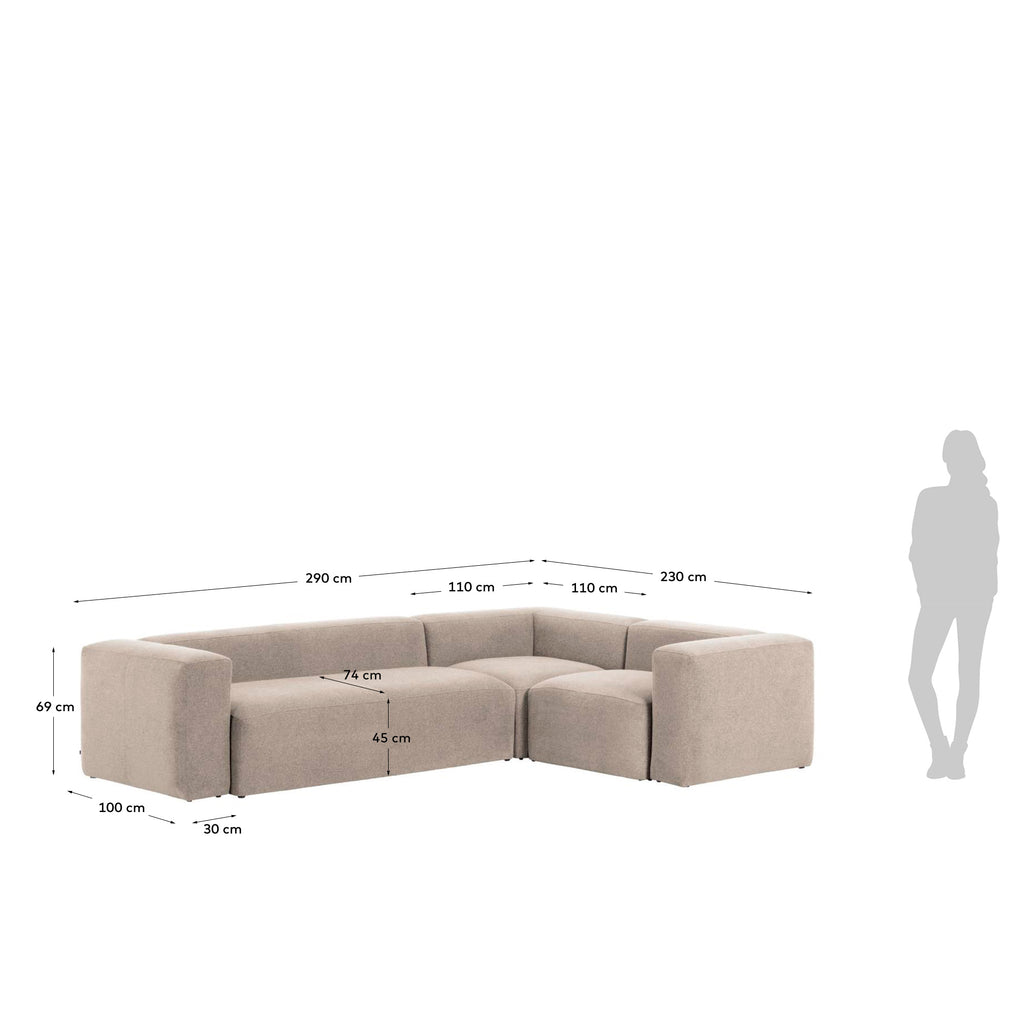 Canapé d’angle Blok 4 places beige 320 x 230 cm / 230 x 320 cm