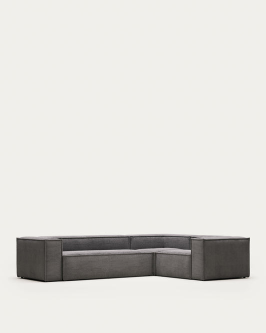 Blok grey thick corduroy 4-seater corner sofa 320 x 230cm/230 x 320cm FSC Mix Credit