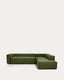 Canapé d’angle Blok 5 places avec pouf terminal droit en velours côtelé épais vert 320 x 255 cm – FSC Mix Credit
