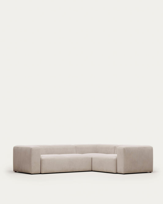 Blok beige chenille 3-seater corner sofa 290 x 230cm/230cm x 290cm FSC Mix Credit