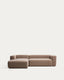 Canapé Blok 3 places avec méridienne gauche en chenille marron 300 cm – FSC Mix Credit
