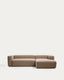 Canapé Blok 3 places avec méridienne droite en chenille marron 300 cm – FSC Mix Credit